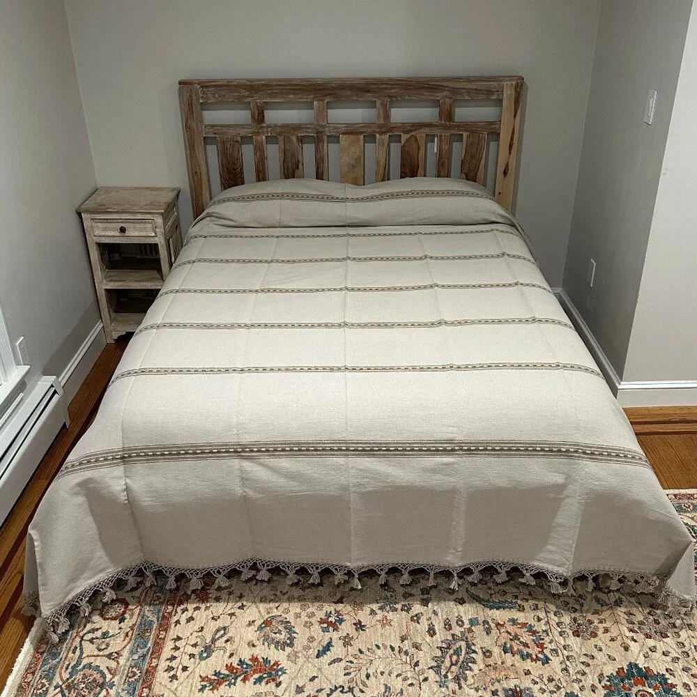 Queen Size Cotton Bedspread/Quilt. From Oaxaca Mex. Hand loom, Bed covers,